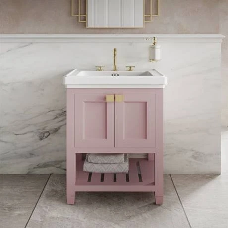 Burlington Riviera Matt Pink 580mm Vanity Unit with Square Basin | Freestanding Bathroom Furniture 4 Burlington Riviera Matt Pink 580mm Vanity Unit with Square Basin | Freestanding Bathroom Furniture - Image 4