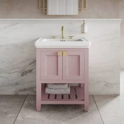 Burlington Riviera Matt Pink 650mm Freestanding Vanity Unit with Square Basin -Vanity Units Shop Riviera Pink 3 460
