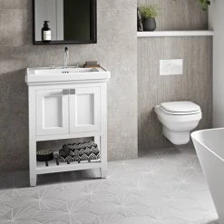 Burlington Riviera Matt White 580mm Freestanding Vanity Unit with Square Basin -Vanity Units Shop Riviera White 2 460 1