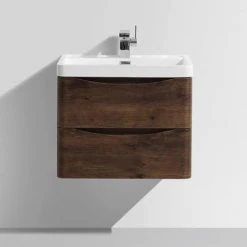 Monza Chestnut 600mm Wide Wall Mounted Vanity Unit - Modern Bathroom Storage Solution -Vanity Units Shop Ronda Chestnut 600mm Wall Mounted Vanity Unit d2 460