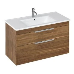 Britton Shoreditch 1000mm Wall-Hung Double Drawer Vanity Unit in Caramel - Modern Bathroom Storage
