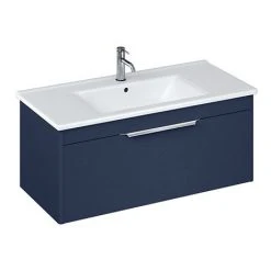 Britton Shoreditch 1000mm Wall-Hung Single Drawer Vanity Unit - Matt Blue | Modern Bathroom Storage