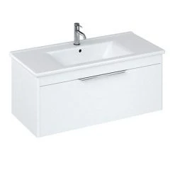 Britton Shoreditch 1000mm Wall-Hung Single Drawer Vanity Unit - Matt White | Modern Bathroom Storage
