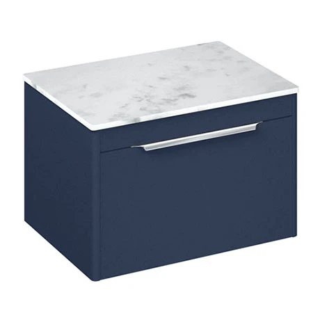 Britton Shoreditch Wall Hung Vanity Unit - 650mm Matt Blue with Carrara White Worktop | Stylish & Modern Design 1 Britton Shoreditch Wall Hung Vanity Unit - 650mm Matt Blue with Carrara White Worktop | Stylish & Modern Design