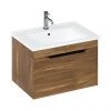 Britton Shoreditch 650mm Wall-Hung Single Drawer Vanity Unit with Black Handle in Caramel | Modern Bathroom Storage
