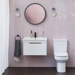 Britton Shoreditch 650mm Wall-Hung Single Drawer Vanity Unit with Black Handle - Matt White -Vanity Units Shop S65SDWSQBL nd2 460