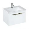 Britton Shoreditch 650mm Wall-Hung Single Drawer Vanity Unit with Brass Handle - Matt White | Premium Bathroom Storage