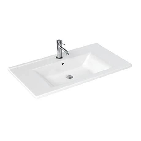 Britton Shoreditch 850mm Wall-Hung Double Drawer Vanity Unit with Brass Handles - Matt Grey 2 Britton Shoreditch 850mm Wall-Hung Double Drawer Vanity Unit with Brass Handles - Matt Grey - Image 2