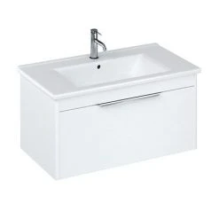 Britton Shoreditch 850mm Wall-Hung Single Drawer Vanity Unit with Chrome Handle - Matt White