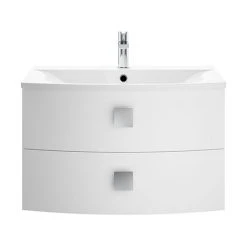 Hudson Reed Sarenna 700mm Wall Hung Cabinet & Basin - Moon White | Modern Bathroom Vanity Unit