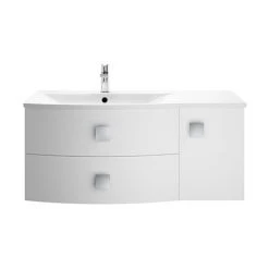 Hudson Reed Sarenna 1000mm Wall Hung Cabinet & Basin - Moon White | Modern Bathroom Vanity Unit