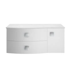Hudson Reed Sarenna Wall Hung Countertop Vanity Unit - Moon White - 1000mm with White Marble Top