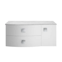 Hudson Reed Sarenna Wall Hung Countertop Vanity Unit - Moon White - 1000mm with Grey Marble Top
