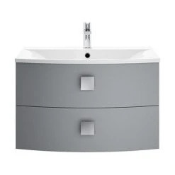 Hudson Reed Sarenna 700mm Wall Hung Cabinet & Basin - Dove Grey | Modern Wall Hung Vanity Unit