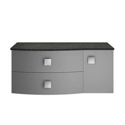 Hudson Reed Sarenna Wall Hung Countertop Vanity Unit - Dove Grey - 1000mm with Black Marble Top | Premium Bathroom Furniture