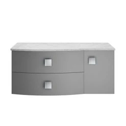 Hudson Reed Sarenna Wall Hung Countertop Vanity Unit - 1000mm - Dove Grey with Grey Marble Top