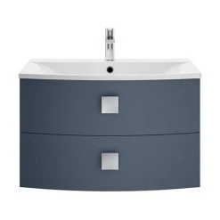 Hudson Reed Sarenna 700mm Wall Hung Cabinet & Basin - Mineral Blue | Modern Bathroom Vanity Unit