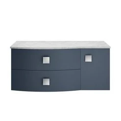 Hudson Reed Sarenna Wall Hung Vanity Unit - 1000mm with Grey Marble Top in Mineral Blue