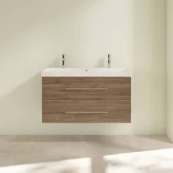 Villeroy & Boch Avento Arizona Oak 1000mm Wall Hung 2-Drawer Double Vanity Unit - Elegant Bathroom Storage Solution -Vanity Units Shop SAVE01VH01 D2 460