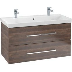 Villeroy & Boch Avento Arizona Oak 1000mm Wall Hung 2-Drawer Double Vanity Unit - Elegant Bathroom Storage Solution