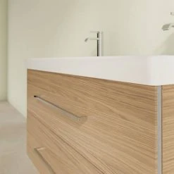 Villeroy & Boch Avento Nordic Oak 1000mm Wall Hung 2-Drawer Double Vanity Unit - Premium Bathroom Furniture -Vanity Units Shop SAVE01VJ01 D4 460
