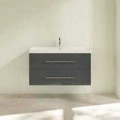 Villeroy & Boch Avento Crystal Grey 1000mm Wall Hung 2-Drawer Vanity Unit - Premium Bathroom Furniture -Vanity Units Shop SAVE03B101 D2 460