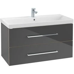 Villeroy & Boch Avento Crystal Grey 1000mm Wall Hung 2-Drawer Vanity Unit - Premium Bathroom Furniture