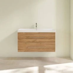 Villeroy & Boch Avento Oak Kansas 1000mm Wall Hung 2-Drawer Vanity Unit | Premium Bathroom Storage -Vanity Units Shop SAVE03RH01 D2 460