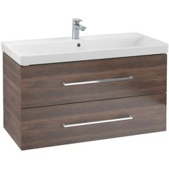 Villeroy & Boch Avento Arizona Oak 1000mm Wall Hung 2-Drawer Vanity Unit | Modern Bathroom Storage