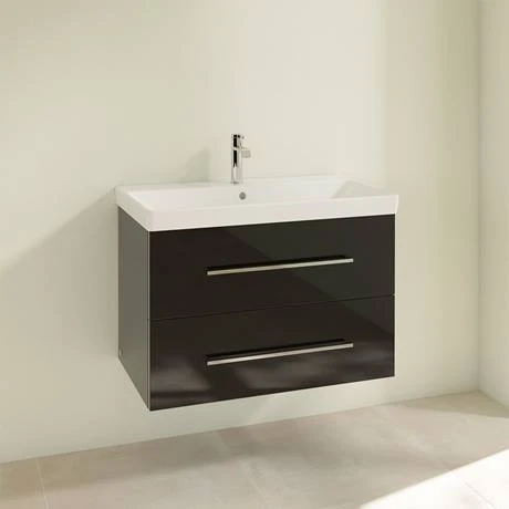 Villeroy & Boch Avento Crystal Black 800mm Wall Hung 2-Drawer Vanity Unit 2 Villeroy & Boch Avento Crystal Black 800mm Wall Hung 2-Drawer Vanity Unit - Image 2