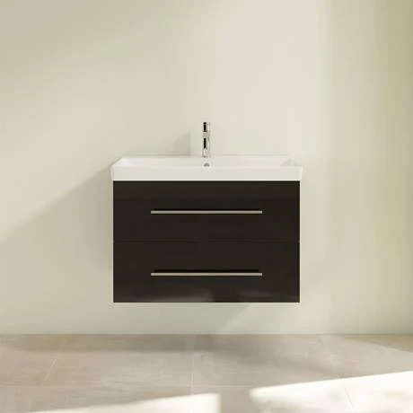 Villeroy & Boch Avento Crystal Black 800mm Wall Hung 2-Drawer Vanity Unit 3 Villeroy & Boch Avento Crystal Black 800mm Wall Hung 2-Drawer Vanity Unit - Image 3
