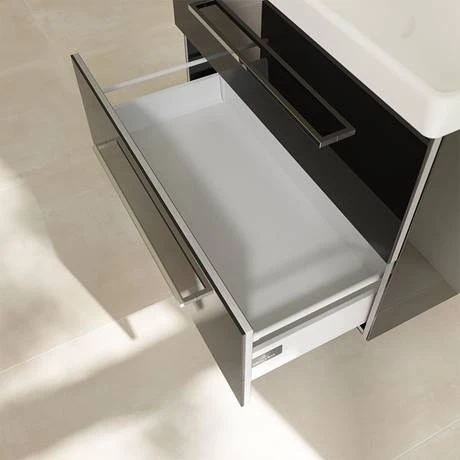 Villeroy & Boch Avento Crystal Black 800mm Wall Hung 2-Drawer Vanity Unit 5 Villeroy & Boch Avento Crystal Black 800mm Wall Hung 2-Drawer Vanity Unit - Image 5