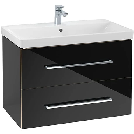 Villeroy & Boch Avento Crystal Black 800mm Wall Hung 2-Drawer Vanity Unit 1 Villeroy & Boch Avento Crystal Black 800mm Wall Hung 2-Drawer Vanity Unit
