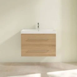 Villeroy & Boch Avento Nordic Oak 800mm Wall Hung 2-Drawer Vanity Unit - Modern Bathroom Storage Solution -Vanity Units Shop SAVE05VJ01 D2 460