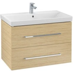 Villeroy & Boch Avento Nordic Oak 800mm Wall Hung 2-Drawer Vanity Unit - Modern Bathroom Storage Solution