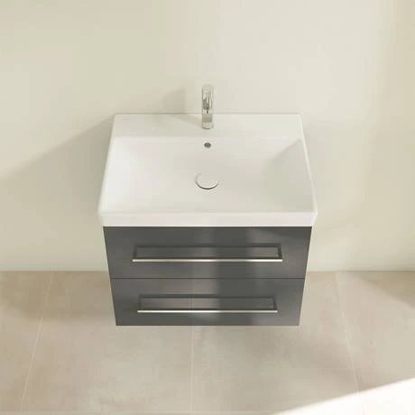 Villeroy & Boch Avento Crystal Grey 650mm Wall Hung 2-Drawer Vanity Unit - Modern Bathroom Storage 4 Villeroy & Boch Avento Crystal Grey 650mm Wall Hung 2-Drawer Vanity Unit - Modern Bathroom Storage - Image 4
