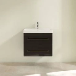 Villeroy & Boch Avento Crystal Black 650mm Wall Hung 2-Drawer Vanity Unit - Modern Bathroom Furniture -Vanity Units Shop SAVE07B301 D2 460