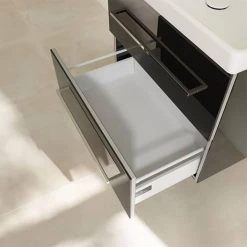 Villeroy & Boch Avento Crystal Black 650mm Wall Hung 2-Drawer Vanity Unit - Modern Bathroom Furniture -Vanity Units Shop SAVE07B301 D5 460