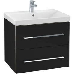 Villeroy & Boch Avento Crystal Black 650mm Wall Hung 2-Drawer Vanity Unit - Modern Bathroom Furniture