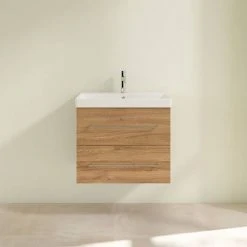 Villeroy & Boch Avento Oak Kansas 650mm Wall Hung 2-Drawer Vanity Unit - Elegant Bathroom Storage Solution -Vanity Units Shop SAVE07RH01 D2 460