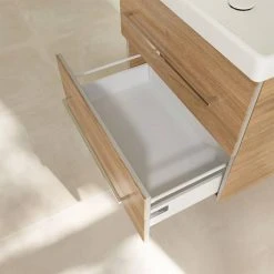 Villeroy & Boch Avento Oak Kansas 650mm Wall Hung 2-Drawer Vanity Unit - Elegant Bathroom Storage Solution -Vanity Units Shop SAVE07RH01 D5 460