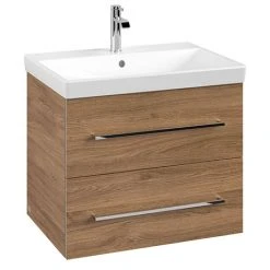 Villeroy & Boch Avento Oak Kansas 650mm Wall Hung 2-Drawer Vanity Unit - Elegant Bathroom Storage Solution