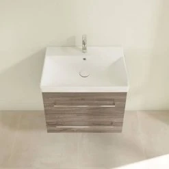 Villeroy & Boch Avento Stone Oak 650mm Wall Hung 2-Drawer Vanity Unit | Premium Bathroom Furniture -Vanity Units Shop SAVE07RK01 D3 460