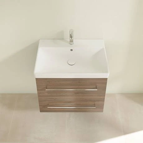 Villeroy & Boch Avento Arizona Oak 650mm Wall Hung 2-Drawer Vanity Unit - Modern Bathroom Storage Solution 4 Villeroy & Boch Avento Arizona Oak 650mm Wall Hung 2-Drawer Vanity Unit - Modern Bathroom Storage Solution - Image 4