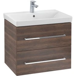 Villeroy & Boch Avento Arizona Oak 650mm Wall Hung 2-Drawer Vanity Unit - Modern Bathroom Storage Solution