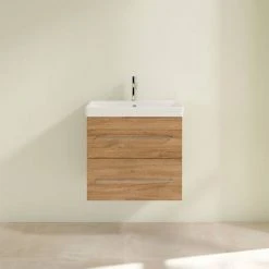 Villeroy & Boch Avento Oak Kansas 600mm Wall Hung 2-Drawer Vanity Unit - Premium Bathroom Furniture -Vanity Units Shop SAVE09RH01 D2 460