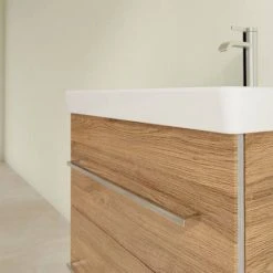 Villeroy & Boch Avento Oak Kansas 600mm Wall Hung 2-Drawer Vanity Unit - Premium Bathroom Furniture -Vanity Units Shop SAVE09RH01 D4 460
