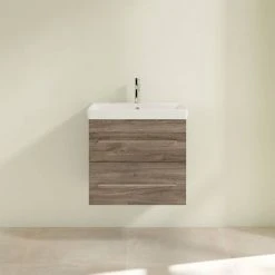 Villeroy & Boch Avento Stone Oak 600mm Wall Hung 2-Drawer Vanity Unit - Modern Bathroom Storage -Vanity Units Shop SAVE09RK01 D2 460