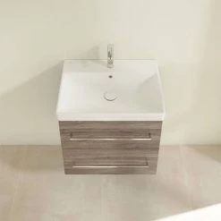 Villeroy & Boch Avento Stone Oak 600mm Wall Hung 2-Drawer Vanity Unit - Modern Bathroom Storage -Vanity Units Shop SAVE09RK01 D3 460