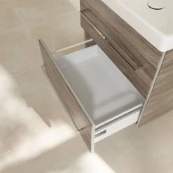 Villeroy & Boch Avento Stone Oak 600mm Wall Hung 2-Drawer Vanity Unit - Modern Bathroom Storage -Vanity Units Shop SAVE09RK01 D5 460
